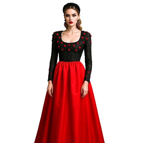 Vintage SensationalVICTORIA ROYALEvening Dress Sequin Embroidered Rosesz 6
